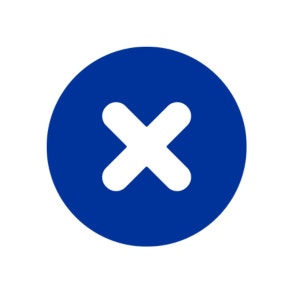 blue circle with white x inside