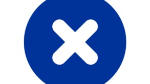 blue circle with white x inside