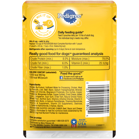 PEDIGREE® Chopped Ground Dinner with Beef, Bacon and Cheese Flavors Wet Dog Food image 1