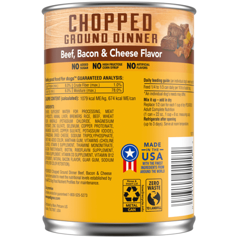 PEDIGREE® Wet Dog Food Chopped Ground Dinner with Beef, Bacon & Cheese Flavor image 1