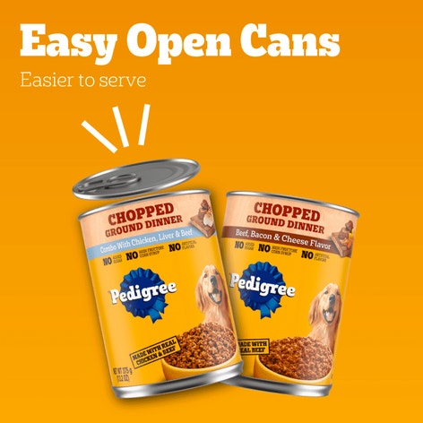 PEDIGREE® Wet Dog Food Chopped Ground Dinner Combo with Chicken, Liver & Beef and Beef, Bacon & Cheese Flavor image 1
