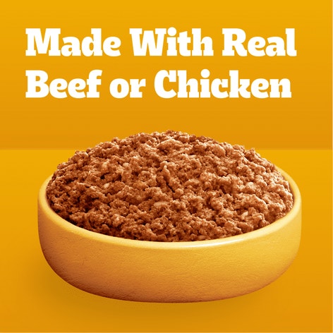 PEDIGREE® Wet Dog Food Chopped Ground Dinner 8ct Meaty Ground Dinner with Hearty Chicken and Beef, Bacon and Cheese Flavor image 1