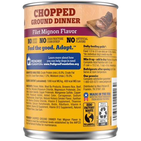PEDIGREE® Wet Dog Food Chopped Ground Dinner Filet Mignon Flavor image 1
