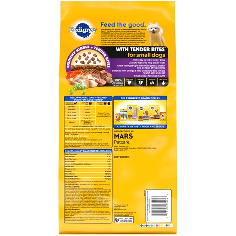 PEDIGREE® With TENDER BITES™ for Small Dogs Complete Nutrition Adult Dry Dog Food Chicken & Steak Flavor Dog Kibble image 1