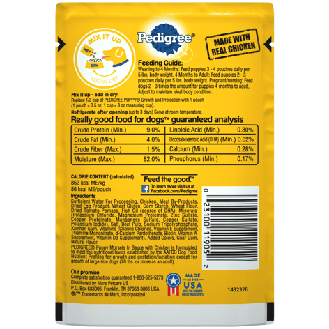 PEDIGREE® Wet Dog Food Puppy Morsels in Sauce with Chicken image 1