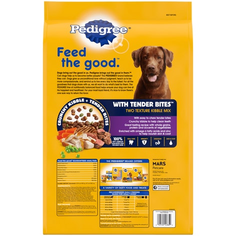 PEDIGREE® With Tender Bites Complete Nutrition Adult Dry Dog Food Chicken & Steak Flavor Dog Kibble image 1