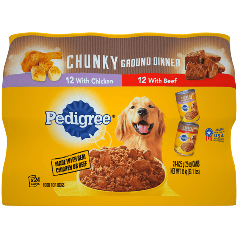 PEDIGREE® Wet Dog Food Chunky Ground Dinner 24ct-Chicken and Beef image 1