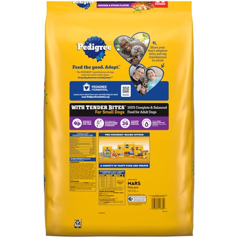 PEDIGREE® With TENDER BITES™ for Small Dogs Complete Nutrition Adult Dry Dog Food Chicken & Steak Flavor Dog Kibble image 1
