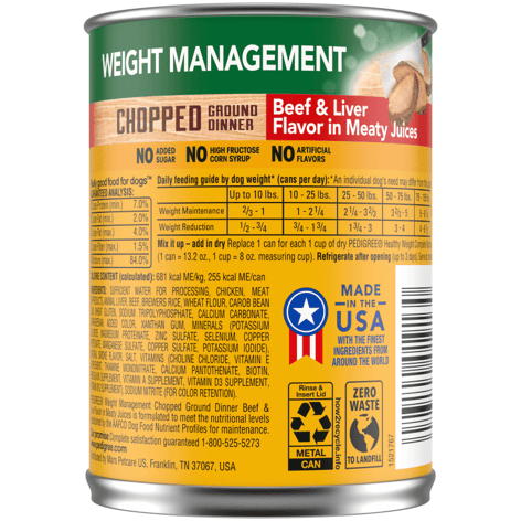 PEDIGREE® Weight Management Beef & Liver Dinner Wet Dog Food image 1