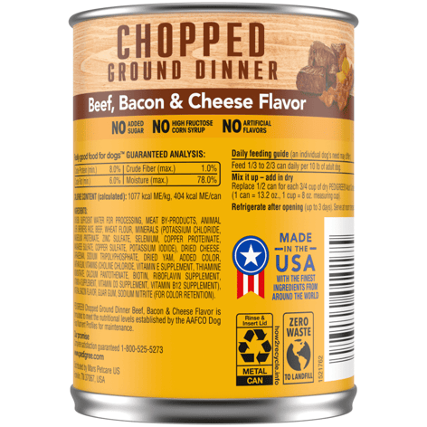 PEDIGREE® Wet Dog Food Chopped Ground Dinner with Beef, Bacon & Cheese Flavor image 1