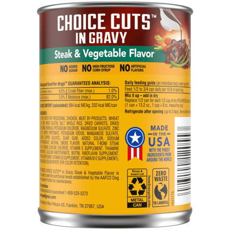 PEDIGREE® CHOICE CUTS™ in Gravy Steak & Vegetable Flavor Wet Dog Food image 1