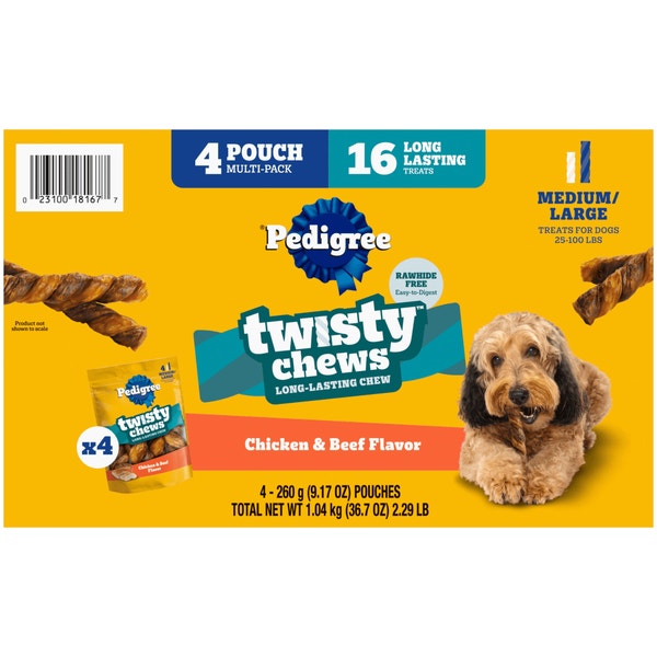 Pedigree Twisty Chews Medium/Large Long-Lasting Dog Treats Chicken & Beef Flavor image 1