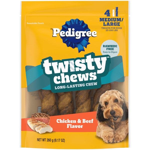 Pedigree Twisty Chews Medium/Large Long-Lasting Dog Treats Chicken & Beef Flavor image 1