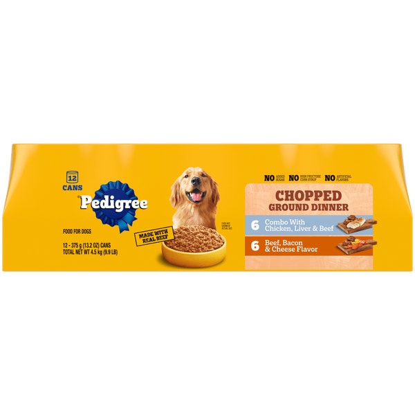 PEDIGREE® Wet Dog Food Chopped Ground Dinner Combo with Chicken, Liver & Beef and Beef, Bacon & Cheese Flavor image 2