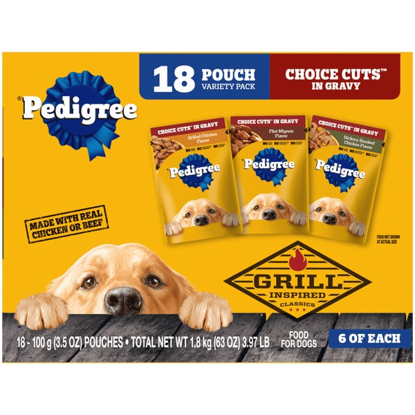 PEDIGREE® CHOICE CUTS™ 18ct Grill-Inspired Classics Hickory Smoked Chicken, Grilled Chicken in Sauce, and Filet Mignon Flavor in Gravy Wet Dog Food image 1