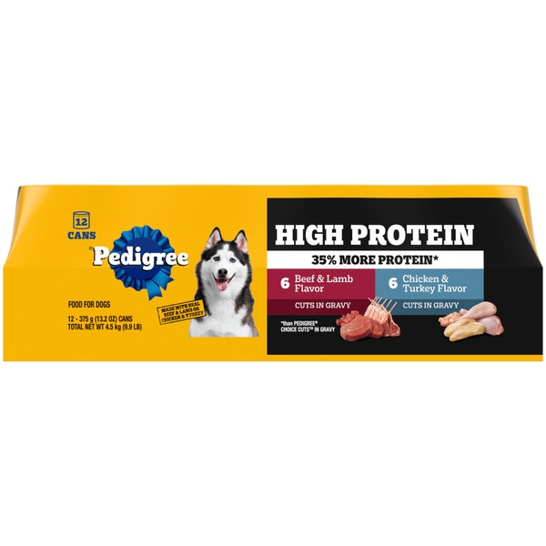 PEDIGREE® HIGH PROTEIN Chicken & Turkey, Beef & Lamb 12ct Wet Dog Food image 2