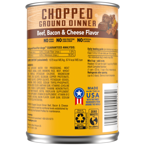 PEDIGREE® Wet Dog Food Chopped Ground Dinner with Beef, Bacon & Cheese Flavor image 2