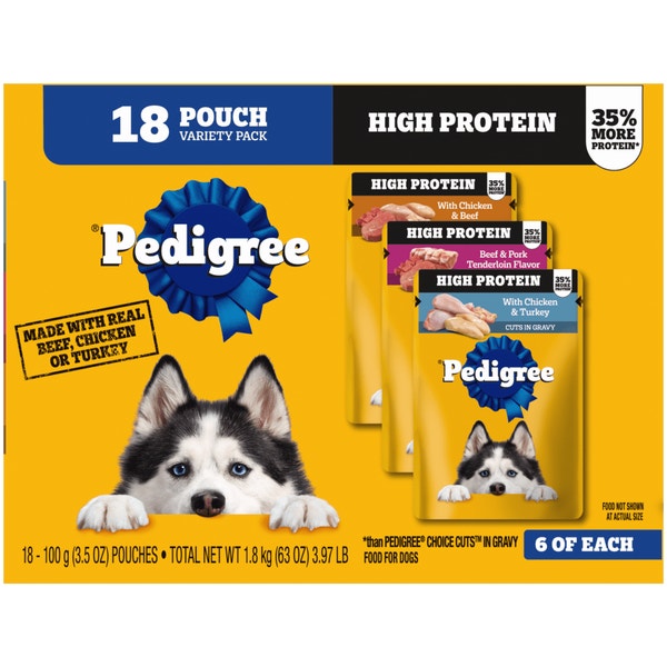 PEDIGREE® High Protein Wet Dog Food Pouches Variety Pack image 1