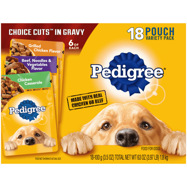 PEDIGREE® CHOICE CUTS™ 18ct Chicken Casserole in Gravy, Grilled Chicken Flavor in Sauce and Beef, Noodles and Vegetables Flavor in Sauce image 1