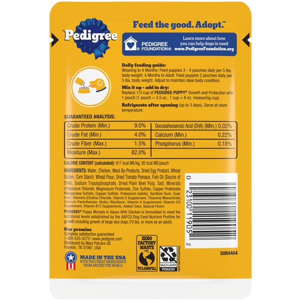 PEDIGREE® Wet Dog Food PUPPY™ Morsels in Sauce with Chicken image 2