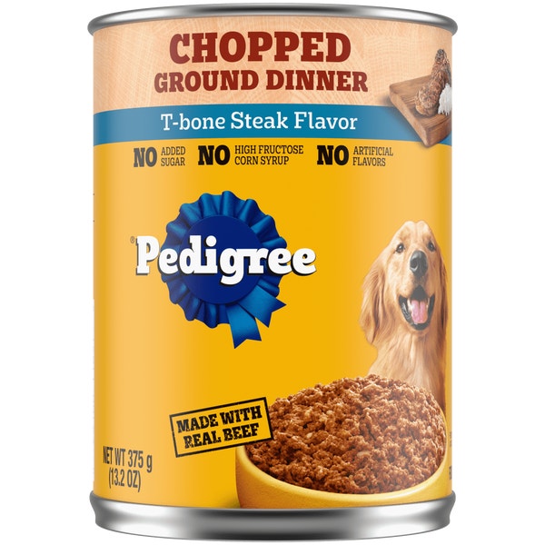 PEDIGREE® Wet Dog Food Chopped Ground Dinner T-bone Steak Flavor image 1