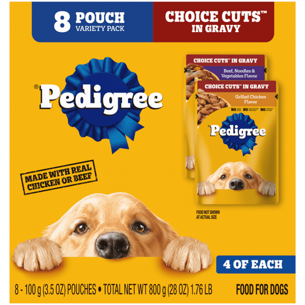 PEDIGREE® Pouch CHOICE CUTS™ in Gravy 8ct Variety Pack image 1