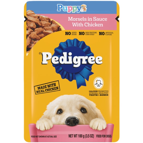 PEDIGREE PUPPY™ Soft Wet Dog Food Morsels in Sauce with Chicken image 1