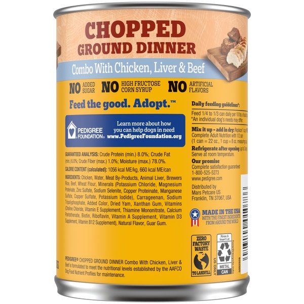 PEDIGREE® Chopped Ground Dinner Combo with Chicken, Beef & Liver Wet Dog Food image 2