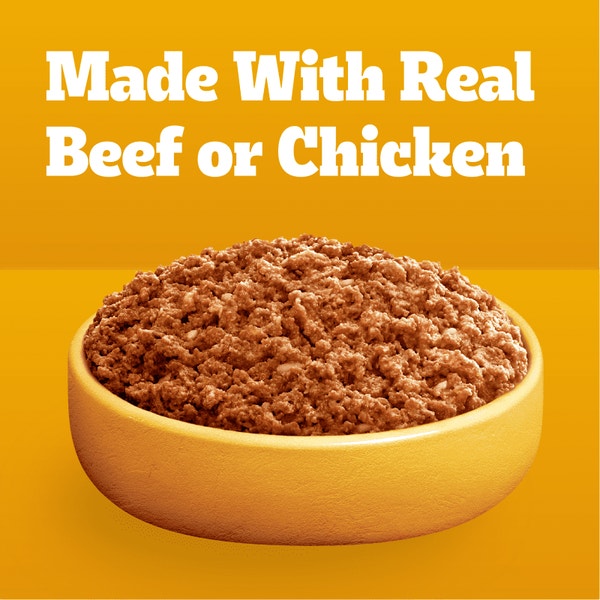 PEDIGREE® Wet Dog Food Chopped Ground Dinner 8ct Meaty Ground Dinner with Hearty Chicken and Beef, Bacon and Cheese Flavor image 3