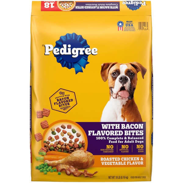PEDIGREE® Adult Dry Dog Food, Roasted Chicken and Vegetable Flavor with Bacon Flavored Bites image 1