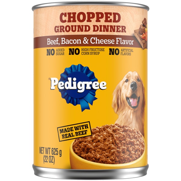 PEDIGREE® Wet Dog Food Chopped Ground Dinner with Beef, Bacon & Cheese Flavor image 1