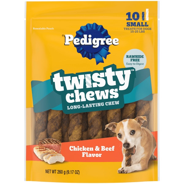 Pedigree Twisty Chews Chicken & Beef Flavor Small Long-Lasting Dog Treats image 1