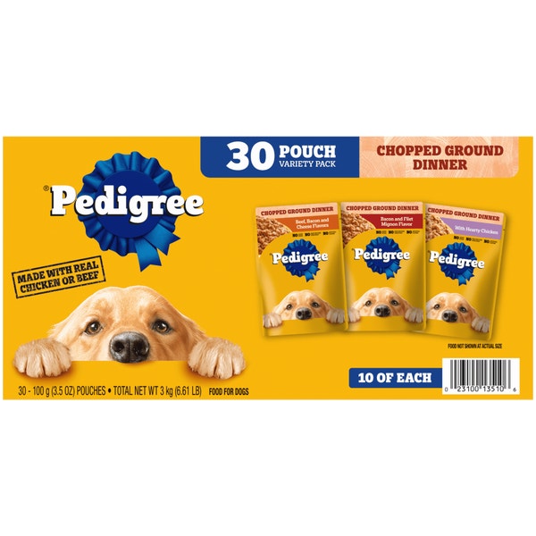 PEDIGREE® Pouch Chopped Ground Dinner 30ct 3 Flavor Variety Pack image 1