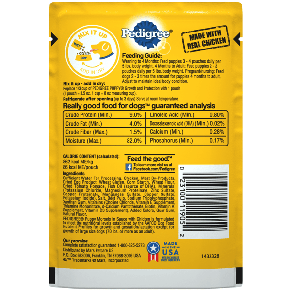PEDIGREE® Wet Dog Food Puppy Morsels in Sauce with Chicken image 2