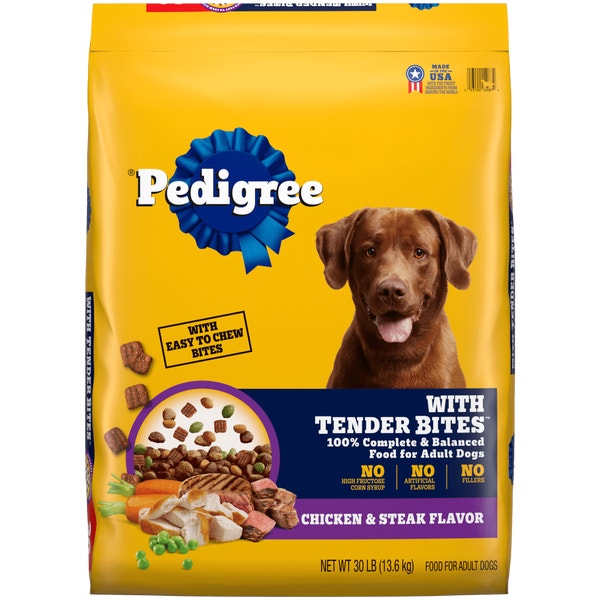 PEDIGREE® With TENDER BITES™ Complete Nutrition Adult Dry Dog Food Chicken & Steak Flavor Dog Kibble image 1