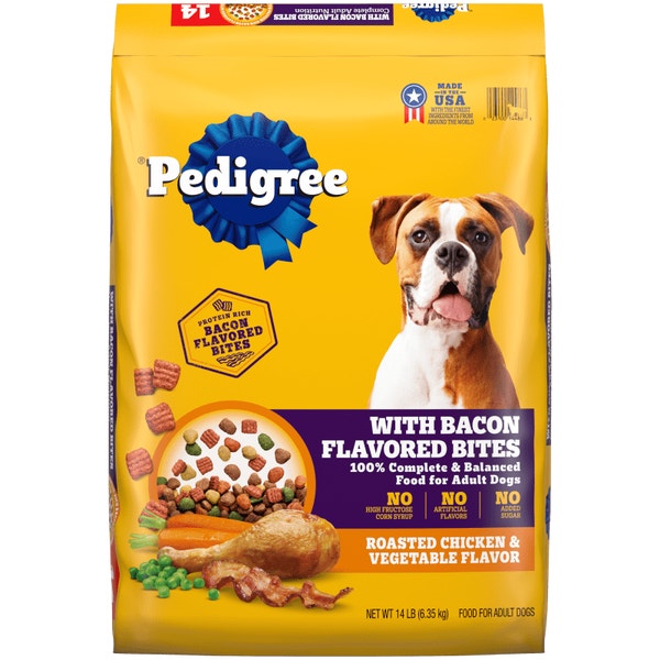PEDIGREE® Adult Dry Dog Food, Roasted Chicken and Vegetable Flavor with Bacon Flavored Bites image 1
