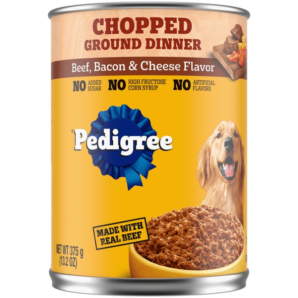 PEDIGREE® Wet Dog Food Chopped Ground Dinner with Beef, Bacon & Cheese Flavor image 1