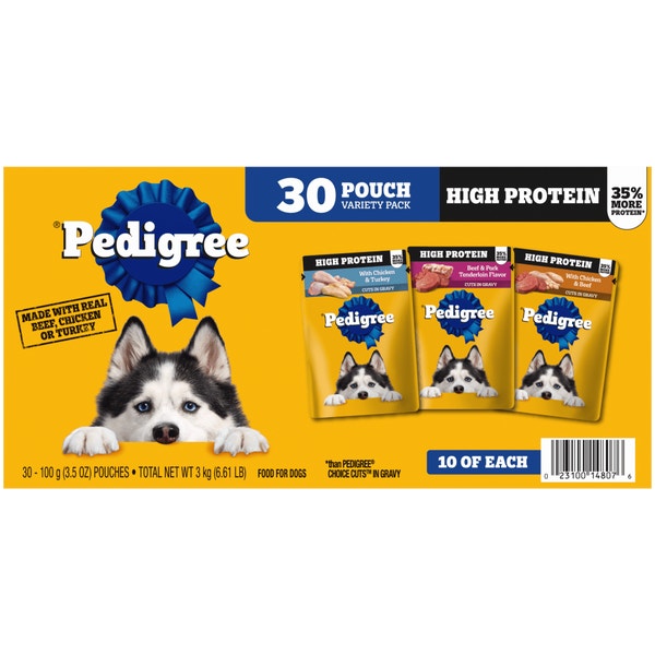 PEDIGREE HIGH PROTEIN Adult Soft Wet Dog Food 30-Count Variety Pack image 1