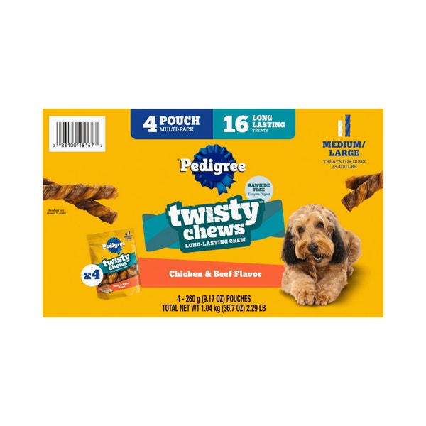 Pedigree Twisty Chews Medium/Large Long-Lasting Dog Treats Chicken & Beef Flavor image 1