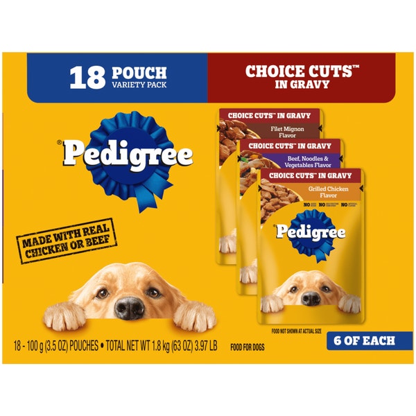 PEDIGREE® CHOICE CUTS IN GRAVY Adult Soft Wet Meaty Dog Food Variety Pack image 1
