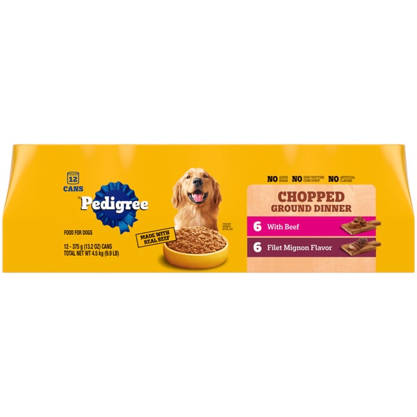 PEDIGREE® Chopped Ground Dinner Filet Mignon Flavor & With Beef Adult Wet Dog Food Variety Pack image 1