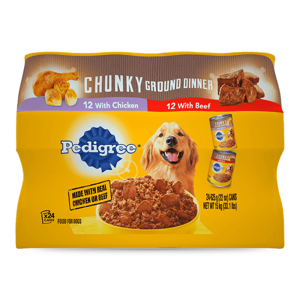 PEDIGREE® Wet Dog Food Chunky Ground Dinner 24ct-Chicken and Beef image 1