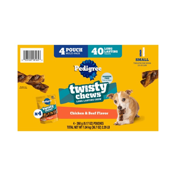 Pedigree Twisty Chews Chicken & Beef Flavor Small Long-Lasting Dog Treats image 1