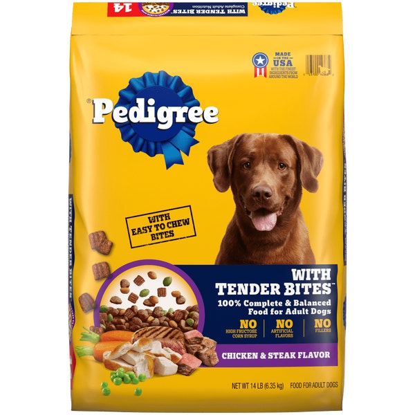 PEDIGREE® With TENDER BITES™ Complete Nutrition Adult Dry Dog Food Chicken & Steak Flavor Dog Kibble image 1