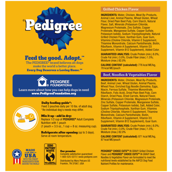 PEDIGREE® Pouch CHOICE CUTS™ in Gravy 8ct Variety Pack image 2