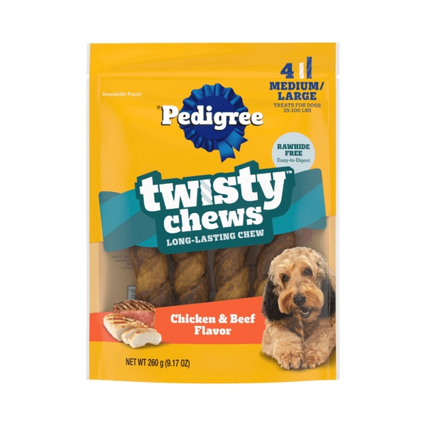 Pedigree Twisty Chews Medium/Large Long-Lasting Dog Treats Chicken & Beef Flavor image 1