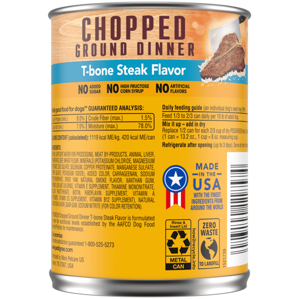 PEDIGREE® Wet Dog Food Chopped Ground Dinner T-bone Steak Flavor image 2