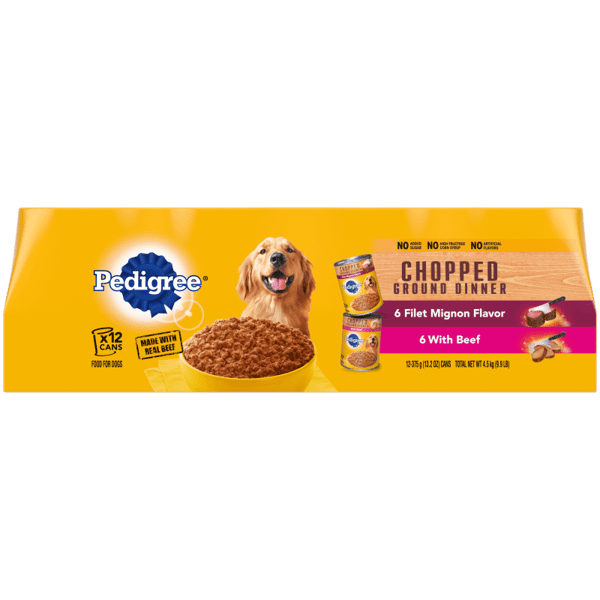 PEDIGREE® Chopped Ground Dinner Filet Mignon Flavor & With Beef Adult Wet Dog Food Variety Pack image 1