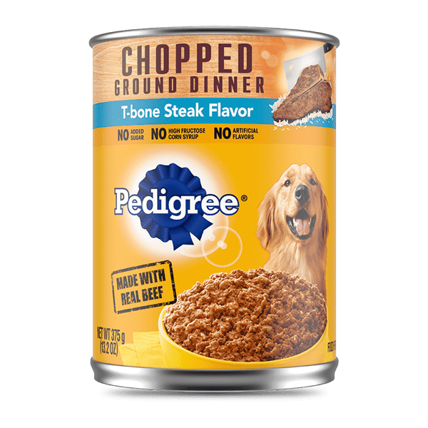 PEDIGREE® Wet Dog Food Chopped Ground Dinner T-bone Steak Flavor image 1