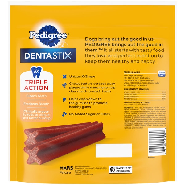 PEDIGREE® DENTASTIX™ Bacon Flavor Large Dog Treats image 2